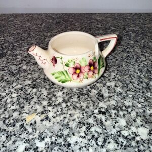 Unbranded Vintage Teapot Spoon Rest Trinket Dish Small Cream Floral Ceramic